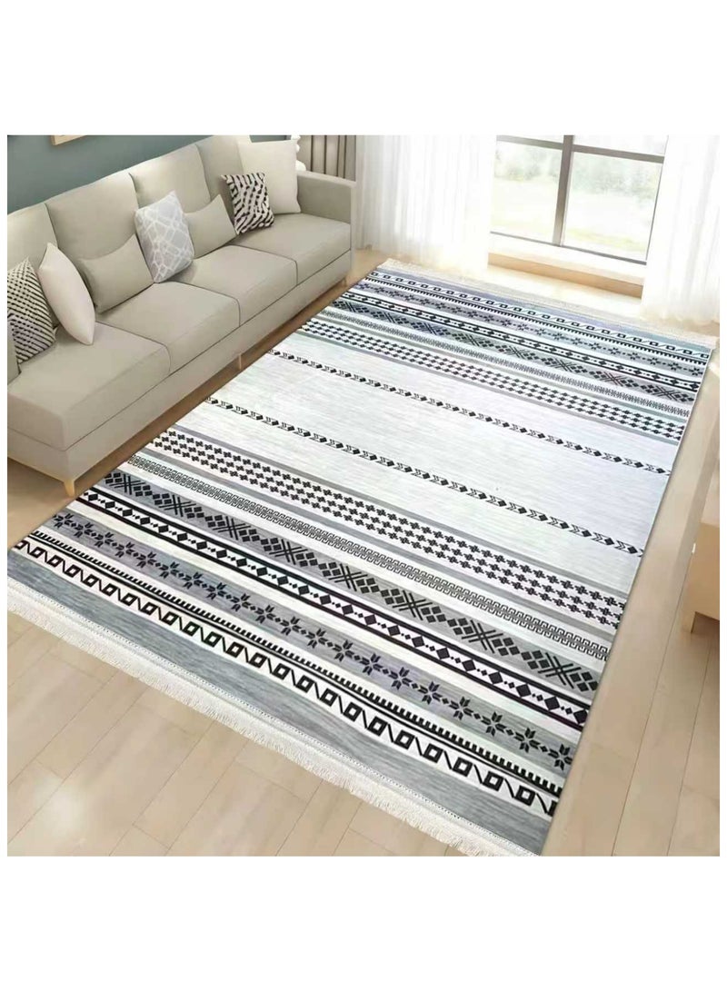 SMART HOME Large padded floor mat with a soft velvet surface and non-slip backing - Living room rug - Majlis rug - Lounge rug - Luxurious decorative rug - Elegant rug with modern patterns for living rooms and majlis - Size 400x300cm - Suitable for everyday use and entertaining - Image 1